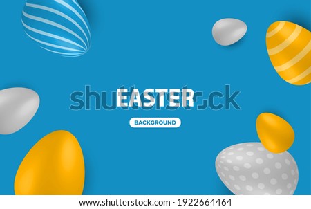 Colored Easter Eggs banner. 3d easter egg, spring holiday traditional symbol. Colorful ornament realistic seasonal decoration. Vector illustration easter greeting card