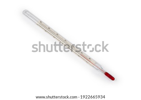 Laboratory alcohol glass thermometer with red dye and Celsius units scale on a white background
 Royalty-Free Stock Photo #1922665934