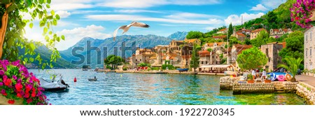 Historic city of Perast at Bay of Kotor in summer, Montenegro Royalty-Free Stock Photo #1922720345