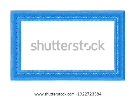 The antique blue frame on the white background, clipping path included.