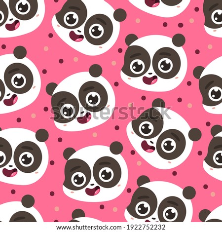 Cute panda face vector cartoon seamless pattern background for wallpaper, wrapping, packing, and backdrop.