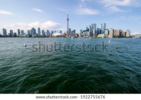 Skyline of Toronto from lake Ontario