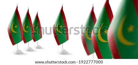 Set of Mauritania national flags on a white background