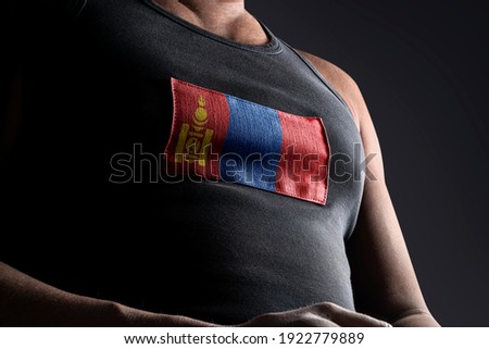 The national flag of Mongolia on the athlete's chest