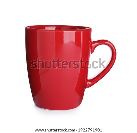 New red ceramic cup isolated on white Royalty-Free Stock Photo #1922791901