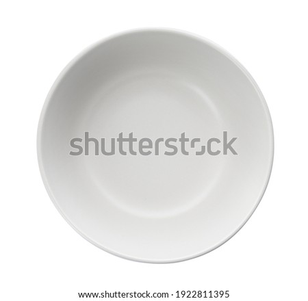 Clean empty ceramic bowl isolated on white, top view Royalty-Free Stock Photo #1922811395