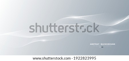 Gray and white abstract background with flowing particles. Digital future technology concept. vector illustration. Royalty-Free Stock Photo #1922823995