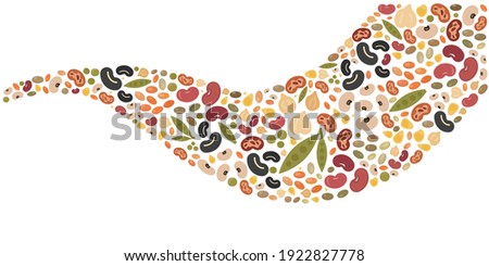 vector illustration of wave shape of pulses legumes and beans healthy food production Royalty-Free Stock Photo #1922827778