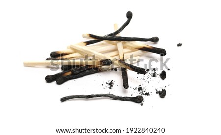 Burnt fire matches pile, burned matchsticks group isolated on white background Royalty-Free Stock Photo #1922840240