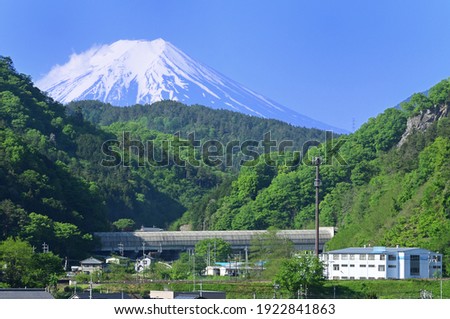 Mt. Fuji and linear motor car test line.