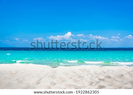 beautiful beach and clean water of bamboo island near Phi Phi islands in Krabi, Thailand Royalty-Free Stock Photo #1922862305