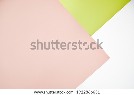 Abstract colored background. Minimal geometric shapes and lines in pastel pink, pistachio-green and white colours. High quality photo