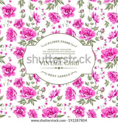 Pattern of flowers with a vintage label