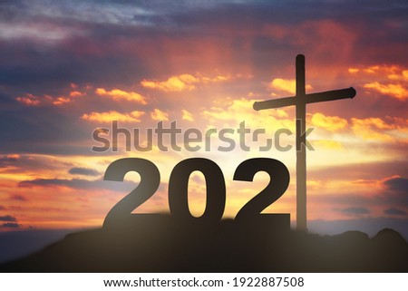 Crucifixion Of Jesus Christ and worship with faith in Good friday night.2021 worship hope pray in church - Easter, Good friday jesus in cross on resurrection sunday.Good friday and Easter concept.