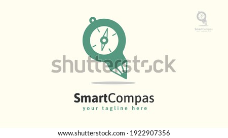 Pencil compass logo design.  Vector