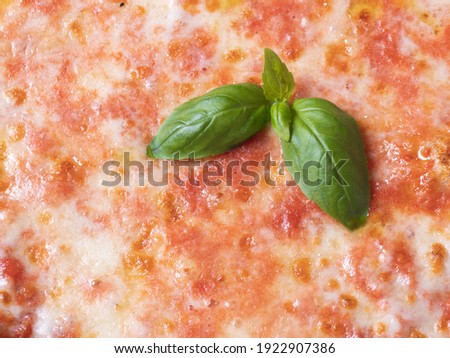 Pizza topping top view with tasty ingredients