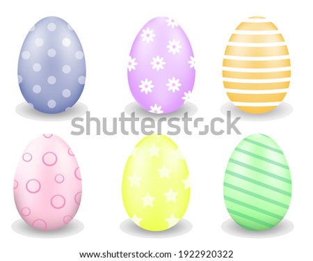 Set of decorated Easter eggs, vector flat illustration