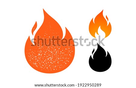 Fire, flame. Red flame in abstract style on white background. Flat fire collection set. Modern art isolated graphic. Fire sign. Vector Illustration
