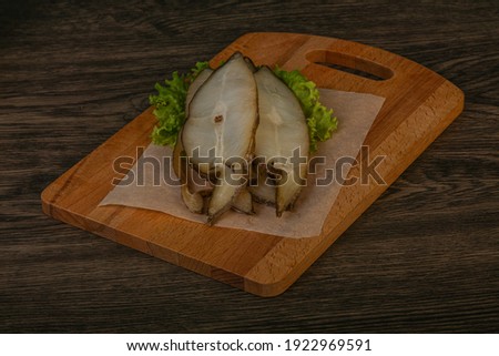 Delicous smoked halibut fish slices snack