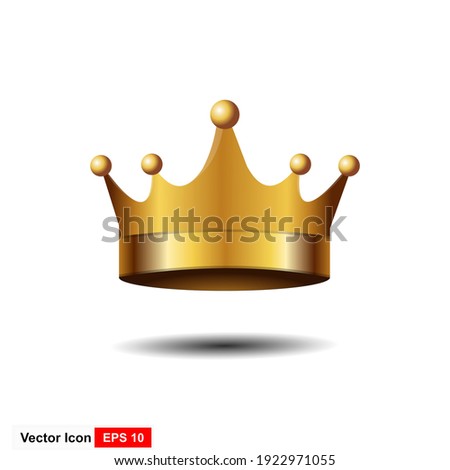 Golden Crown With Gradient Mesh, Vector Illustration