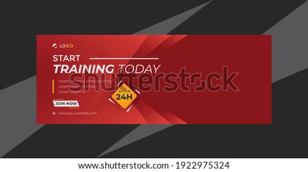 gym and fitness training facebook cover page banner for social media web creative design template