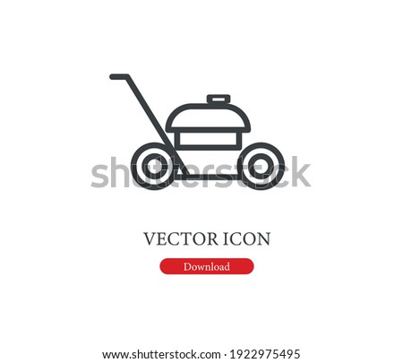 Lawnmower vector icon. Editable stroke. Symbol in Line Art Style for Design, Presentation, Website or Apps Elements, Logo. Pixel vector graphics - Vector