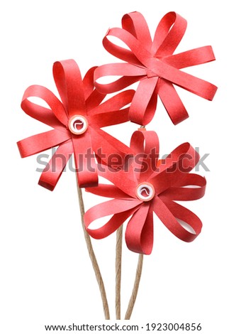 A red origami paper flowers