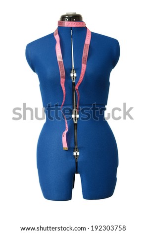 Tailor mannequin with measuring tape isolated
