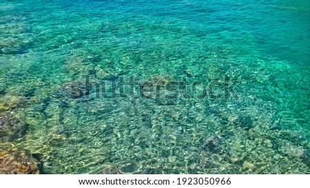 Tropical sea, golden yellow coast with turqoise water, bright