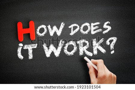 How Does It Work? text on blackboard, concept background