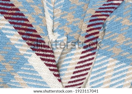 Top view, striped hand woven fabric texture background