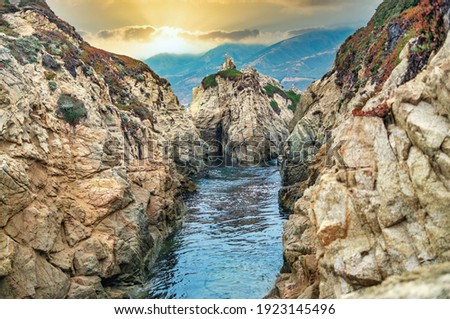 California nature - landscape, beautiful cove with rocks, on the seaside in Garrapata State Park. County Monterey, California, USA