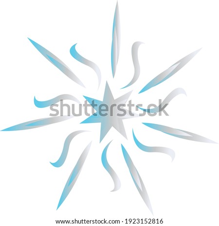 Beautiful silver winter star, isolated vector illustration