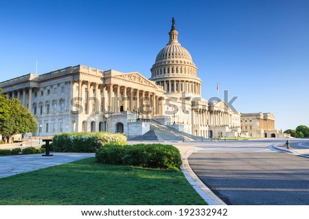 United States US Capitol Building as seen from Independence Avenue in Washington, DC in spring. Royalty-Free Stock Photo #192332942