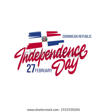 Vector illustration of Happy Dominican Republic Independence Day 27 February. Flag isolated on white background.