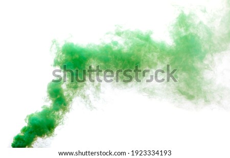 Green smoke isolated on a white background.