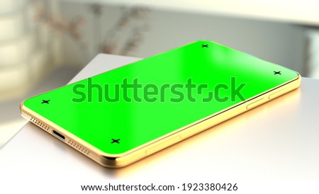 phone with green screen, connection concept - industrial 3d illustration
