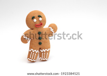 Cookie gingerbread on white background with free space. Royalty-Free Stock Photo #1923384521