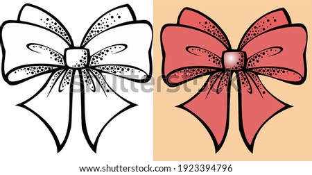 Vector illustration, Simple bow in black and white and color