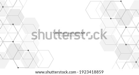 Abstract background with geometric shapes and hexagon pattern. Vector illustration for medicine, technology or science design Royalty-Free Stock Photo #1923418859