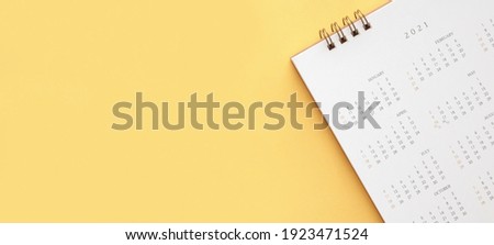2021 calendar page on yellow color background business planning appointment meeting concept