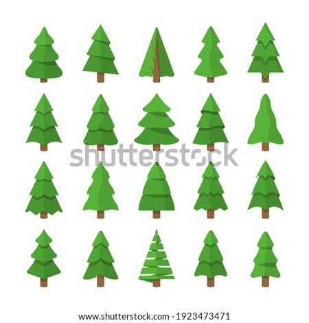 Set of Christmas trees. Winter holiday. Icons collection.