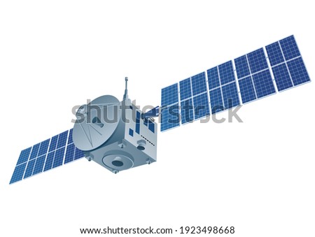 illustration of the space orbital satellite on the white background Royalty-Free Stock Photo #1923498668