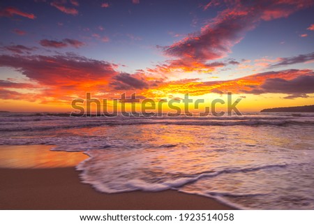 Beautiful cloudscape over the sea, sunrise shot Royalty-Free Stock Photo #1923514058