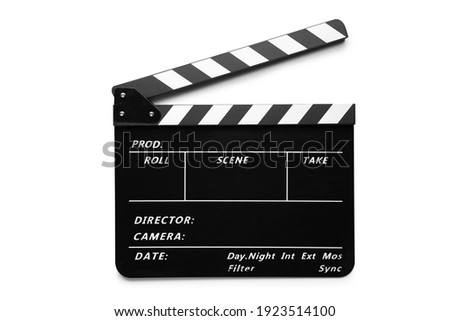 Clapperboard isolated on white background with clipping path Royalty-Free Stock Photo #1923514100