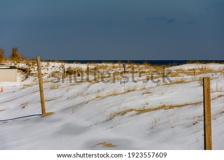 Winter beach scene in Sea Girt, New Jersey