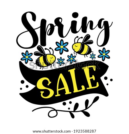 Spring Sale - bee and daisy flowers. Vector illustration template,banners, flyers, invitation, posters, brochure, voucher discount.