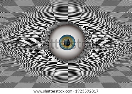 Hypnosis Spiral in eye with vertigo 
 -  Image of abstract spiral green  eye 