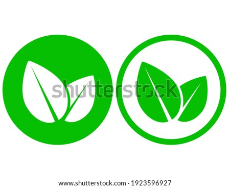 green leaf food icons on white background Royalty-Free Stock Photo #1923596927