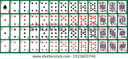 Full deck of cards for playing poker and casino Royalty-Free Stock Photo #1923603746